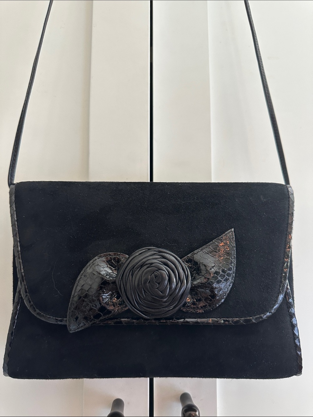 VINTAGE WALTER KATTEN SUEDE AND LIZARD CLUTCH /shoulder bag PRISTINE!!!!